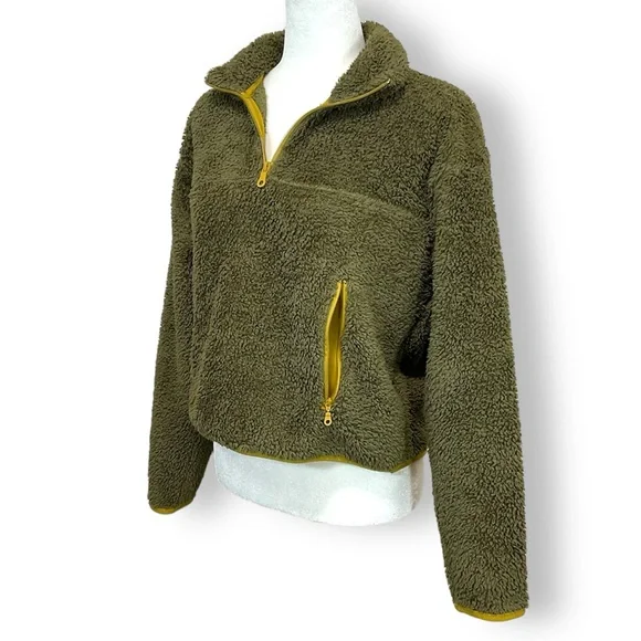 Girlfriend Collective Recycle Fleece Half Zip Pullover - Picture 5 of 11